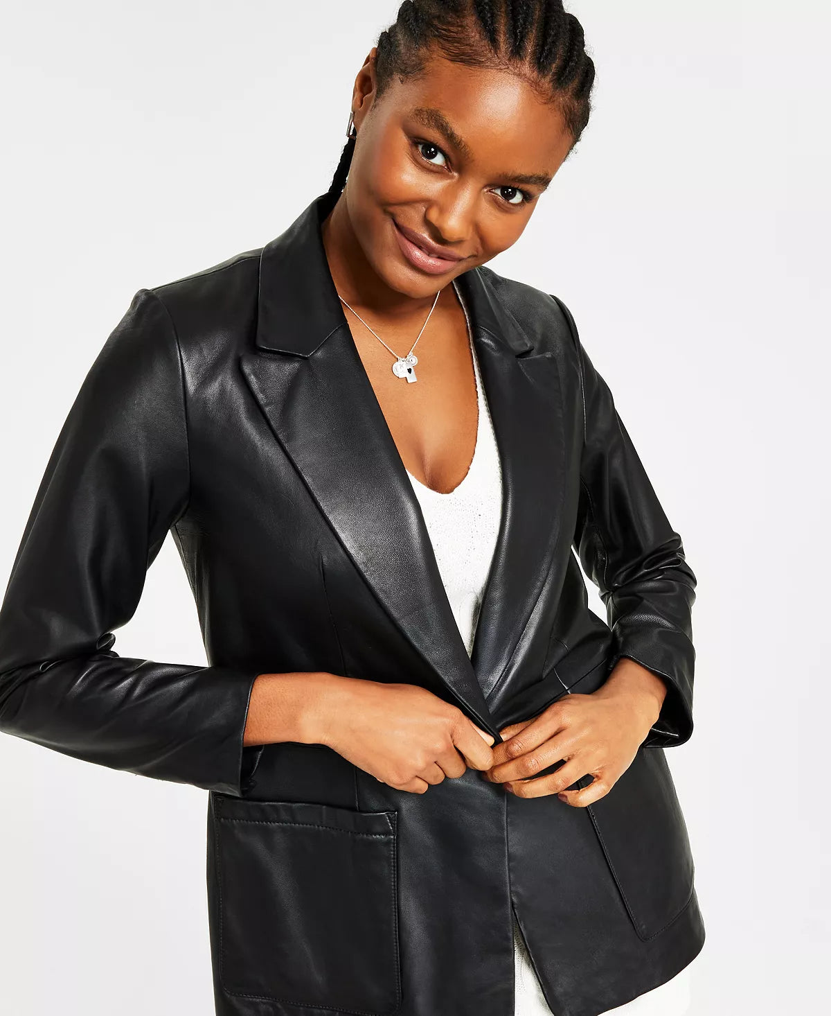 Women's Oversized Leather Blazer Jacket