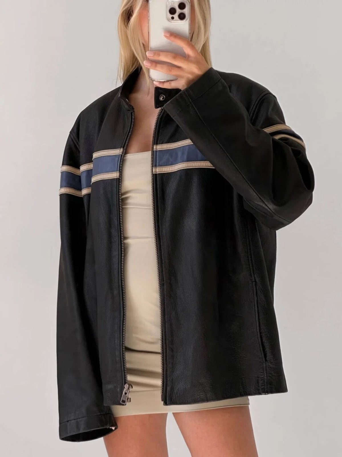 Oversized faux leather biker jacket - Women's fashion | Stradivarius United  States